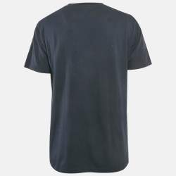 Pre Owned Loewe Blue Logo Embroidered Jersey Crew Neck T-Shirt M