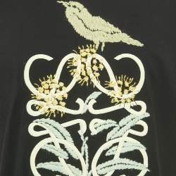 مملوكة مسبقًا Loewe Black Bird and Anagram Embroidered Jersey T-Shirt M