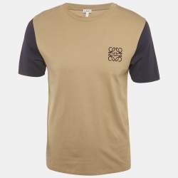 Pre Owned Loewe Brown/Blue Anagram Cotton Crew Neck T-Shirt S