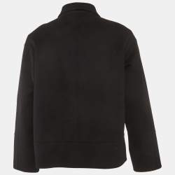 Pre Owned Loewe Black Wool Patch Leather Pocket Detail Jacket XXXS