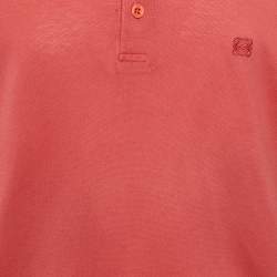 Pre Owned Loewe Red Cotton Anagram Embroidered Polo T-Shirt M