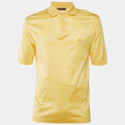 Pre Owned Loewe Vintage Yellow Cotton Anagram Embroidered Polo T-Shirt M