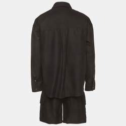 Pre Owned Loewe X Paul Ibiza Black Linen Blend Shirt and Shorts Set 