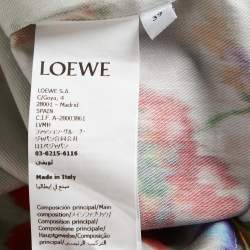 Pre Owned Loewe Green Floral Print Cotton and Silk Bowling Shirt M