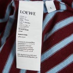 Pre Owned Loewe Burgundy Stripe Knit Long Sleeve Sweatshirt L