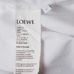 Pre Owned Loewe White Cotton Short Sleeve Crewneck T-Shirt L 