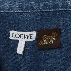 مملوكة مسبقًا Loewe Blue Anagram Embroidered Denim Bowling Shirt L