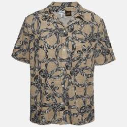 Pre Owned Loewe x Paula’s Ibiza Beige Anagram Terry Jacquard Bowling Shirt S