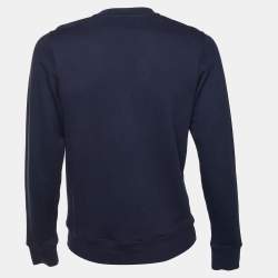 Pre Owned Loewe Navy Blue Anagram Embroidered Cotton Crew Neck Sweatshirt S