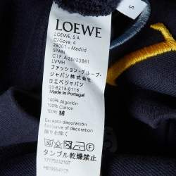 Pre Owned Loewe Navy Blue Anagram Embroidered Cotton Crew Neck Sweatshirt S