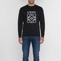 مملوكة مسبقًا Loewe Black Anagram Embroidered Cotton Knit Sweatshirt XS