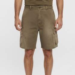 Pre Owned Loewe Khaki Gabardine Cargo Shorts S