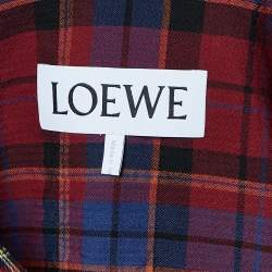Loewe Multicolor Plaid Check Wool Hooded Shirt XXL
