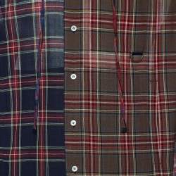 Loewe Multicolor Plaid Check Wool Hooded Shirt XXL
