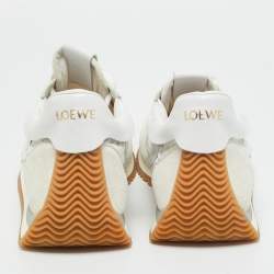 Pre Owned Loewe White/Grey Suede and Nylon Runner Lace Up Sneakers Size 41