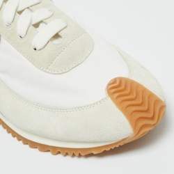 Pre Owned Loewe White/Grey Suede and Nylon Runner Lace Up Sneakers Size 41