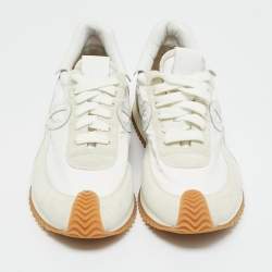 Pre Owned Loewe White/Grey Suede and Nylon Runner Lace Up Sneakers Size 41