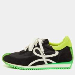 مملوكة مسبقًا Loewe Flow Neon Size 42 Black/White Nylon and Suede Runner Sneakers