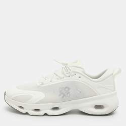 Pre Owned On x Loewe Cloudsolo Size 41 White Coated Fabric Knit Fabric Low Top Sneakers