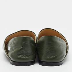 Pre Owned Loewe x Suna Fujita "Toy" Panda-Print Size 41 Green Leather Slippers