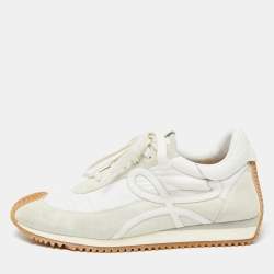Loewe White/Grey Suede And Nylon Runner Lace Up Sneakers  Size 43