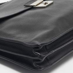 Pre Owned Longchamp Black Leather Briefcase