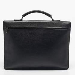 Pre Owned Longchamp Black Leather Briefcase