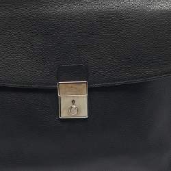 Pre Owned Longchamp Black Leather Briefcase