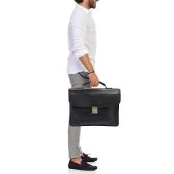 Pre Owned Longchamp Black Leather Briefcase
