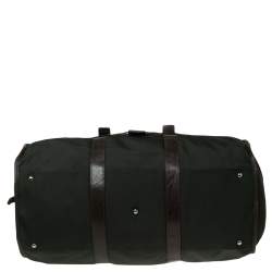 Longchamp Brown/Green Nylon and Leather Duffle Bag