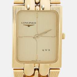 Longines Champagne Gold Plated Stainless Steel Vintage QWR 5742 Men's Wristwatch 24 mm