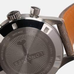 Pre Owned Longines Black Stainless Steel Avigation BigEye L2.816.4 Automatic Leather Wristlet Men's Wristwatch 40.5 mm