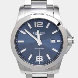 Pre Owned Longines Conquest L3.759.4.96.6 Blue Dial Stainless Steel Men's Wristwatch 41 mm
