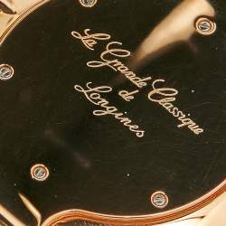 Pre Owned Longines La Grande Classique L4.766.1.91.2 White Dial Rose Gold PVD Coated Stainless Steel Alligator Leather Men's Wristwatch 37 mm