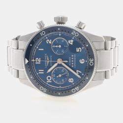 Pre Owned Longines Spirit Flyback L3.821.4 Blue Stainless Steel Automatic Men's Watches 42mm