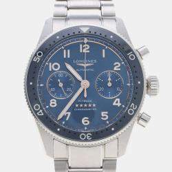 Pre Owned Longines Spirit Flyback L3.821.4 Blue Stainless Steel Automatic Men's Watches 42mm