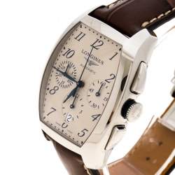 Pre Owned Longines Pearl White Stainless Steel Evidenza L2.643.4 Men's Wristwatch 35 mm