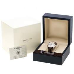Pre Owned Longines Pearl White Stainless Steel Evidenza L2.643.4 Men's Wristwatch 35 mm