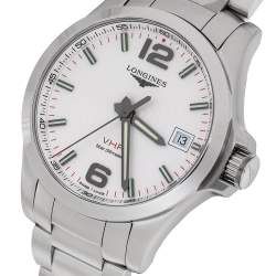 Pre Owned Longines Silver Stainless Steel Conquest V.H.P. L3.716.4.76.6 Men's Wristwatch 41 mm