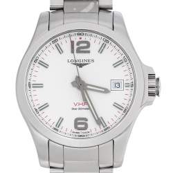 Pre Owned Longines Silver Stainless Steel Conquest V.H.P. L3.716.4.76.6 Men's Wristwatch 41 mm