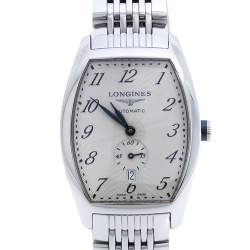 Pre Owned Longines Opaline White Stainless Steel Evidenza L2.642.4 Men's Wristwatch 33 mm