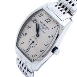 Pre Owned Longines Opaline White Stainless Steel Evidenza L2.642.4 Men's Wristwatch 33 mm
