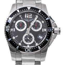 Pre Owned Longines Black Stainless Steel Hydro Conquest L3.643.4.56.6 Men's Wristwatch 41 mm