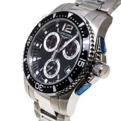 Pre Owned Longines Black Stainless Steel Hydro Conquest L3.643.4.56.6 Men's Wristwatch 41 mm