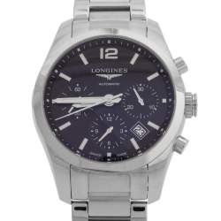 Pre Owned Longines Black Stainless Steel Conquest Classic L2.786.4.56.6 Men's Wristwatch 41 mm