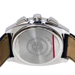 Pre Owned Longines Black Stainless Steel Leather LungoMare Quartz Chronograph Men's Wristwatch 42 MM