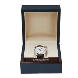 Pre Owned Longines White Stainless Steel Leather Master Collection L2.793.4 Men's Wristwatch 40 MM