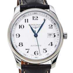 Pre Owned Longines White Stainless Steel Leather Master Collection L2.793.4 Men's Wristwatch 40 MM