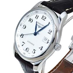 Pre Owned Longines White Stainless Steel Leather Master Collection L2.793.4 Men's Wristwatch 40 MM