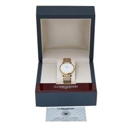 Pre Owned Longines White Two-Tone Stainless Steel La Grande Clasiique De Longines L47092117 Men's Wristwatch 33 mm